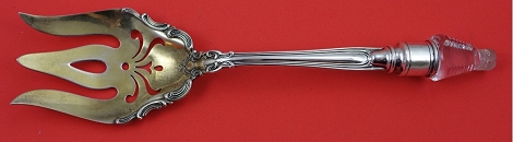 Salad Serving Fork GW unusual w/ broken crystal end as is - Chantilly by Gorham - Sterling 